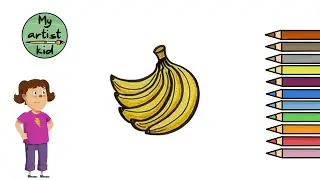 How to Draw Bananas - Easy drawing, painting and coloring for kids