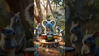 Cute koala playing drums in the jungle 🐨🥁 #Shorts #KoalaShorts #petanimation
