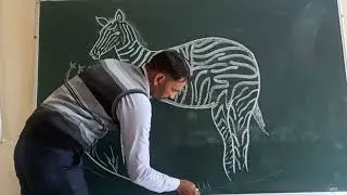 How to draw a zebra , Zebra easy drawing , Black board drawing , Chalk board drawing , zebra sketch