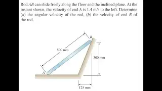 can slide freely along the floor and the inclined plane. At the instant shown, the velocity of end