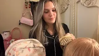 asmr: kind girl in the back of class fixes you up | hair brushing, personal attention & whispering