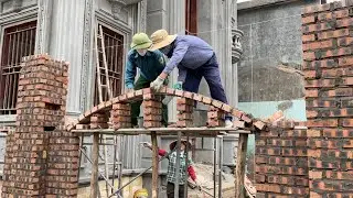 Traditional Manual Technique Of Quickly And Firmly Building Curved Brick Arches Over Fences