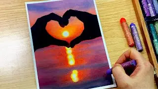 오일파스텔로 새해 해돋이 풍경 그리기 / Drawing New Year's sunrise scenery with oil pastels