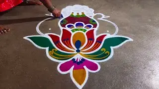 5&times;1 Pongal special colourful rangoli design | beautiful pot rangoli design for thai Pongal ❤️❤️