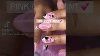 Pink cow print nails 💕✨ so cute!! #braveheartbeauty  #GelX #gelxnails