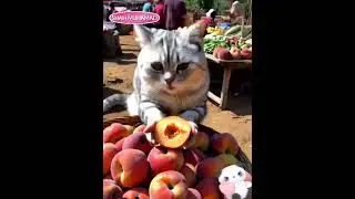 Cats and monkeys eat fruit together#cat #catlover #cats #catvideos #shorts