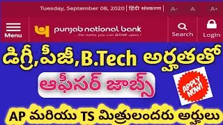 Bank Jobs in Telugu/ PNB SO Recruitment 2020/Punjab National Bank Recruitment/ap ts job news/bank po