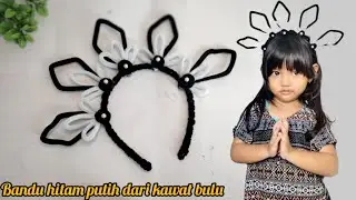 DIY | Tutorial membuat bendu hitam putih dari kawat bulu bentuk bunga dan luvis