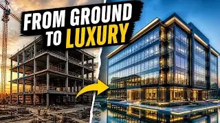 Luxury Glass Office Building Construction | From Foundation to Floating Masterpiece (Cinematic 10K)