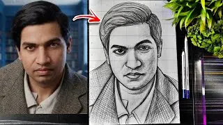 Srinivasa Ramanujan Drawing, How To Draw Srinivasa Ramanujan, Mathematics Day Drawing, Step By Step