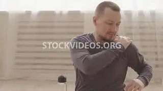 man with prosthetic leg doing stretching...