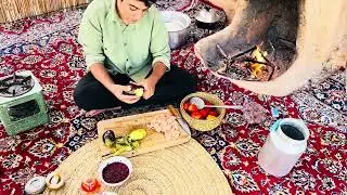 Cooking Tahchin Bademjan on Fire | Peaceful Autumn Day in Our Cozy Cottage