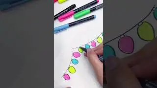 How to Doodle Christmas Lights🎄#fabercastell #shorts #art #doodle #howto #christmas #color