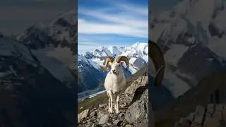 To escape predators, Dall sheep go here, the cliff's edge #dallsheep #wildlife #animals 🐐