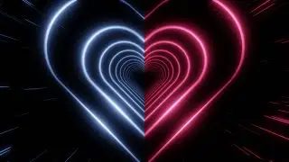 Tunnel of Hearts. Neon Glow on a Black Background. 4K 60fps Loop