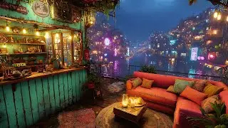 Lofi Nest &ndash; Riverside Neon Nights | Chill Lo-fi Beats with Rain and Flowing Water