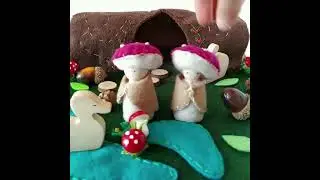 Mushroom play set, gnomes play mat, Small world play, eco friendly toy, waldorf inspired