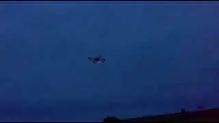 Quad copter flying at dusk Rabbit Flight Controller windy Home made lights