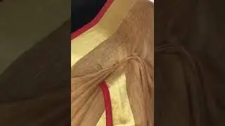 Khaki Brown Pure Linen Saree  | Mirra Clothing