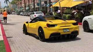 Yellow Ferrari 488 in Boca Raton drives by with 8 cylinder engine quietly  [Not clickbait]