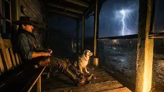 Peaceful Moment on the Bench With Arthur & His Dog During Relaxing Thunderstorm | RDR2 ASMR