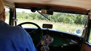Model A sedan on Oklahoma dirt road