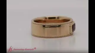 Comfort Fit Emerald Cut Garnet Mens Wedding Band In 14K Gold-FD10202EMR- Fascinating Diamonds