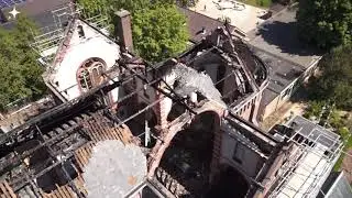 Kerk na de brand bovenaf gezien Corneliuskerk Limmen