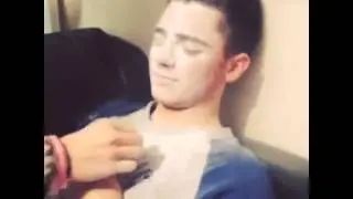 Jordi Whitworth throwing flour over Joey Devries