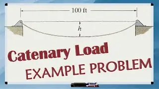 CATENARY LOAD (free-hanging cable) EXAMPLE PROBLEM // Equations Included and Process Explained