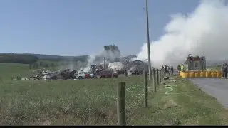 Update: Tractor fire destroys farm building in Bedford County