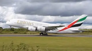 Airbus A380 (Emirates) - Takeoff at Manchester Airport