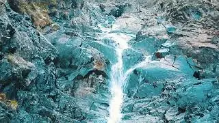 Mountain turquoise stream flowing over rocks 2 hours White noise for sleeping