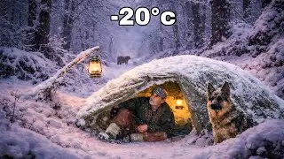 Winter Survival Camping in Heavy Snow _ Building Shelter & Fire in the Wild _ Survival skills.