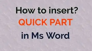 Quick part in Ms Word (hindi)