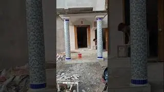 Main Gate Round Pillar Tiles Design 🏠 #tilesdesign #pillardesign #maingatedesign #maingate #viral