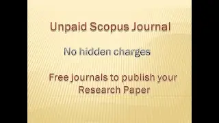 Free Scopus journals for your Research Paper