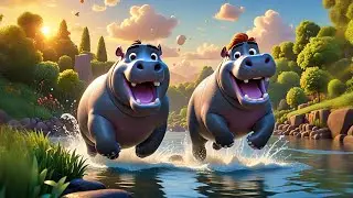 Two Happy Hippos Splash and Spin | Water Song for Kids | Nursery Rhymes and Early Learning Fun