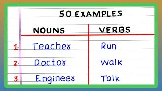 50 Examples of Nouns and Verbs | Examples of Nouns and Verbs | Nouns and Verbs
