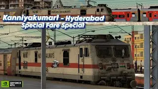 ⚡Wap7 LGD  07229 Kanniyakumari - Hyderabad Special Fare Special | MSTS 4K #msts #SRG1512