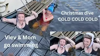 Christmas Swim - Viev & Mom go swimming while it's FREEZING outside! December dip challenge