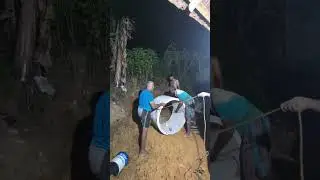 Concrete Pipe Placement in Well | Satisfying Heavy Work
