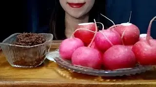 ASMR Red Radish Crunchy Sounds Eating Sounds