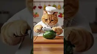 Cat Cutting Glossy Cherimoya Asmr #chefcat #cat #catlovers #fruitcutting #asmr #funwithfunniess #cut