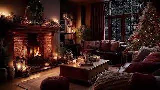 Snowy Winter Christmas Cabin ❄️ Warm Crackling Fire Sounds for Relaxation