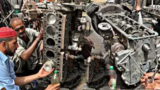 Local Mechanic Rebuilds 8 Cylinder Seized Diesel Engine - Professional Result With Average Worker