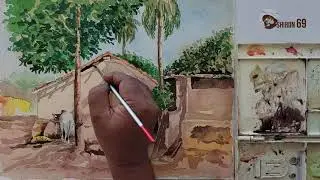 landscape painting with watercolor| #WatercolorLandscape #NaturePainting #artisticexpressions