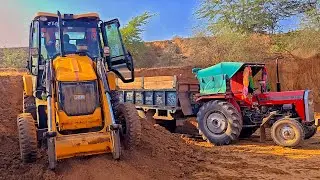 Jcb 5dx Xpert Loading Mud in Power Tractor Massey Ferguson 245 Eicher 380 New Holland 3630 Swaraj855