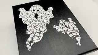 90. GHOSTS | Halloween Art Inspiration| Embellished Acrylic Swipe | Acrylic Pouring Tutorial