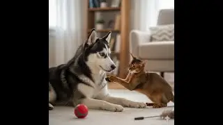 A Playful Husky and an Abyssinian Cat&rsquo;s Unpredictable Playtime